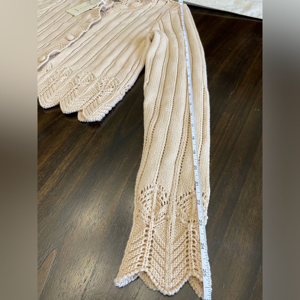 Joie Open-Knit Crochet-Inspired Cardigan Sweater Beige M NWT - Picture 10 of 14